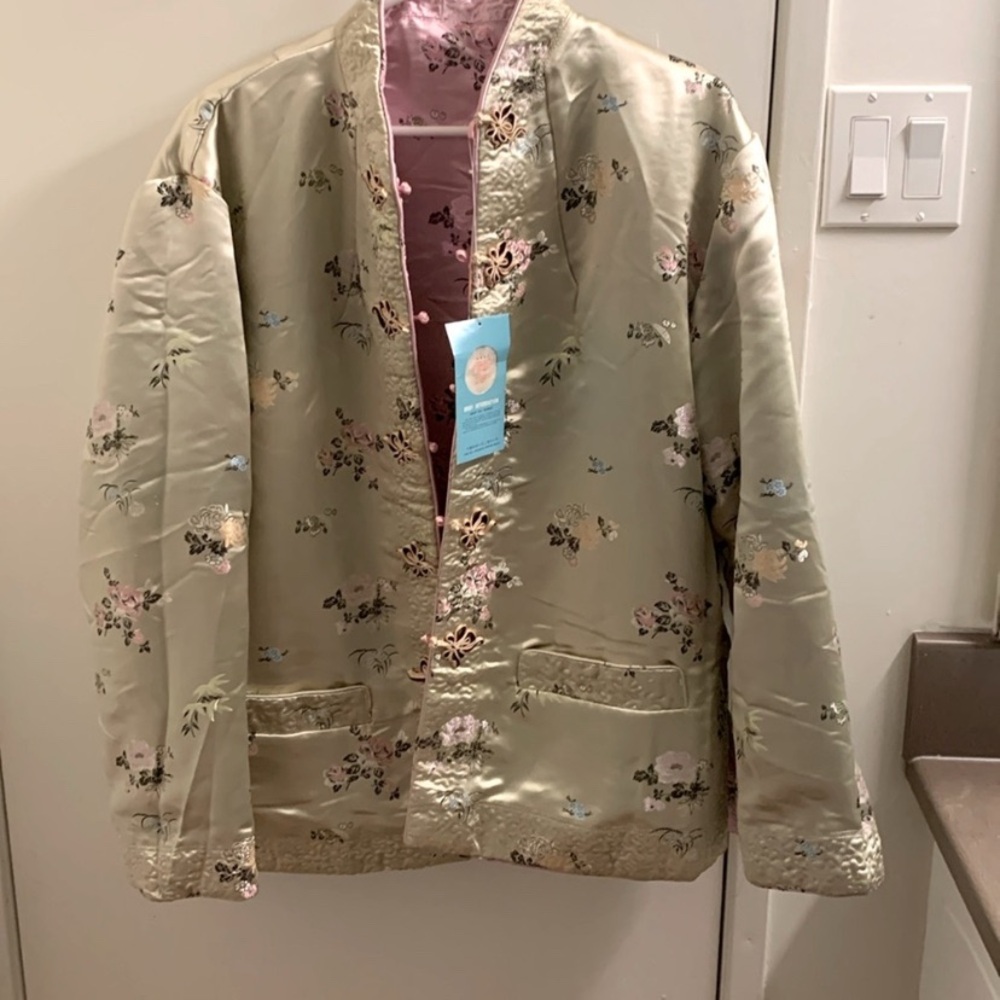 Peony Vintage Silk Wadding Embroidered Reversible Traditional Chinese Jacket